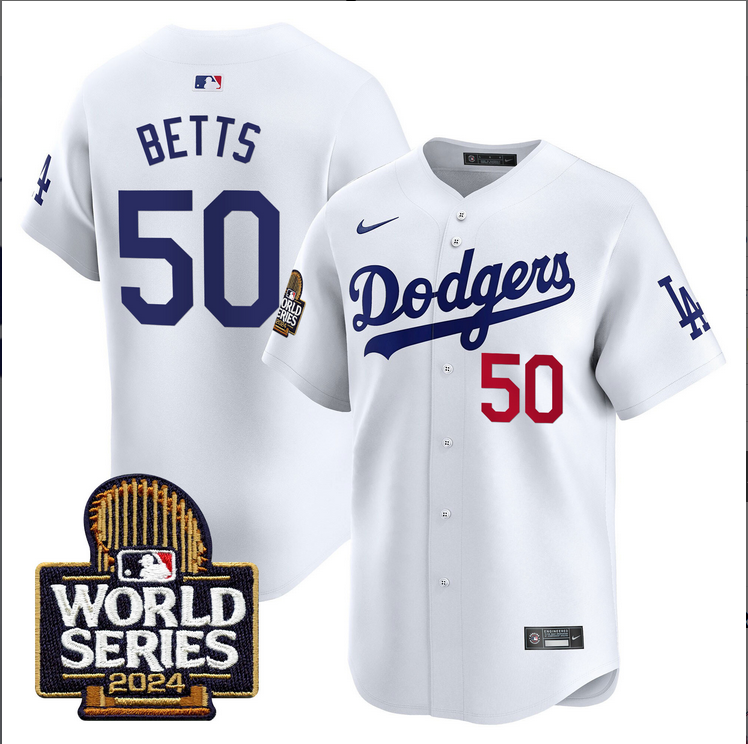 Men MLB Los Angeles Dodgers #50 Betts white 2024 World Series Champions Patch Limited Jersey20241105 style 1->philadelphia flyers->NHL Jersey